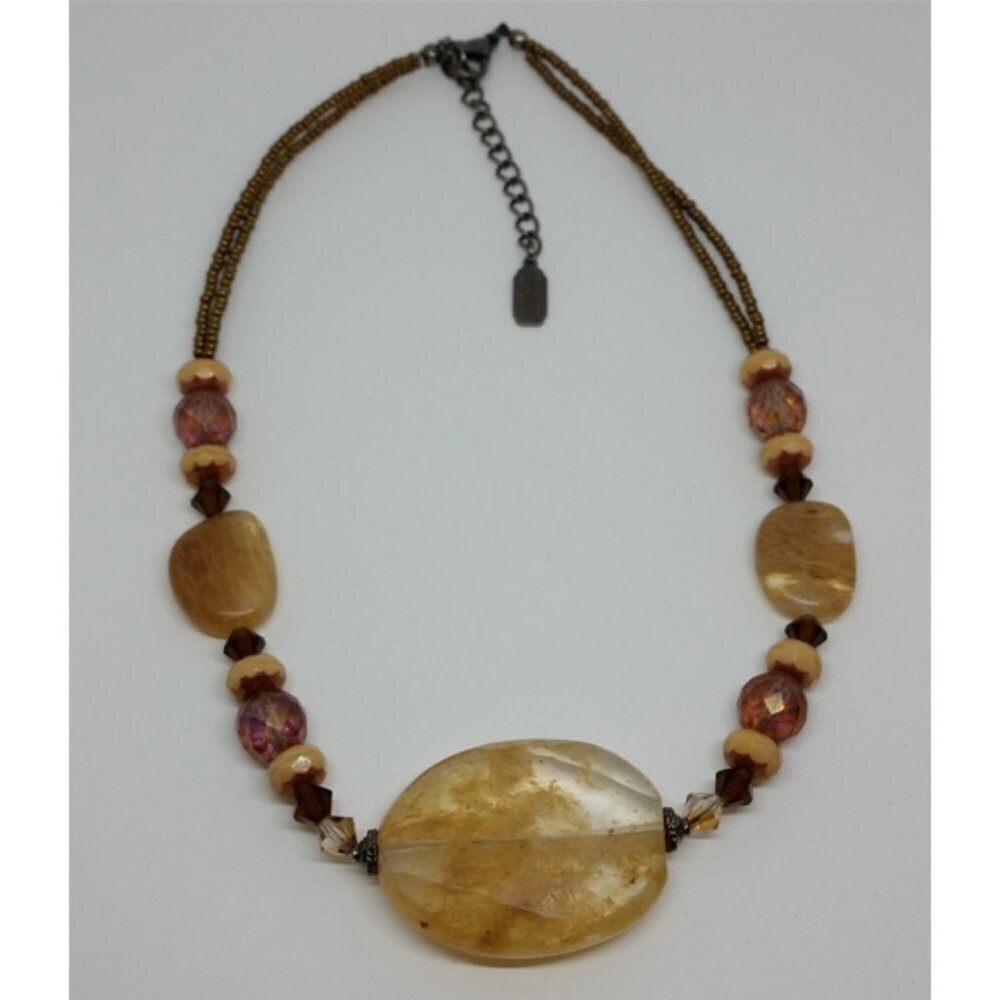 ARTISAN style natural stone/gemstone inclusion necklace boho statement